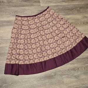 Talbots Purple/Cream Medallion Print A Line Skirt Size 12
